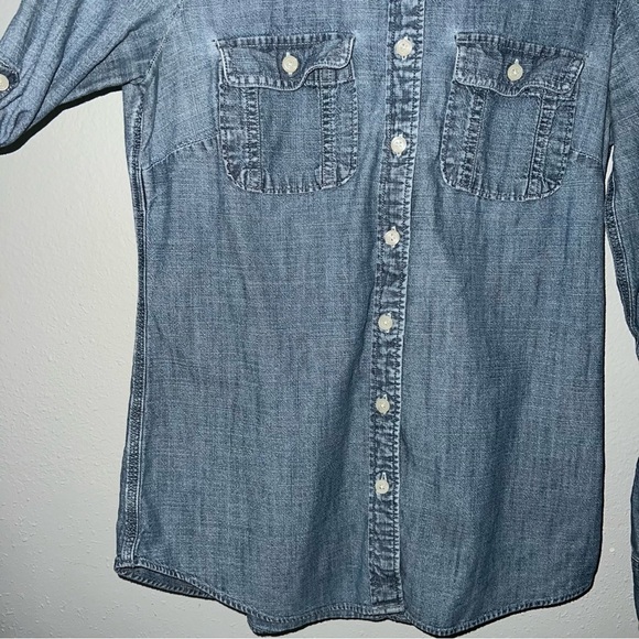 J. Crew factory chambray button down long sleeve roll tab shirt size xs - Picture 3 of 12